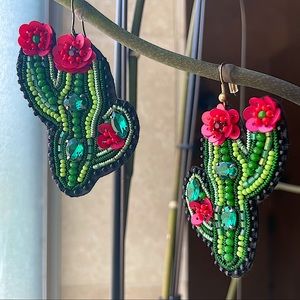 Beaded Cactus Earrings